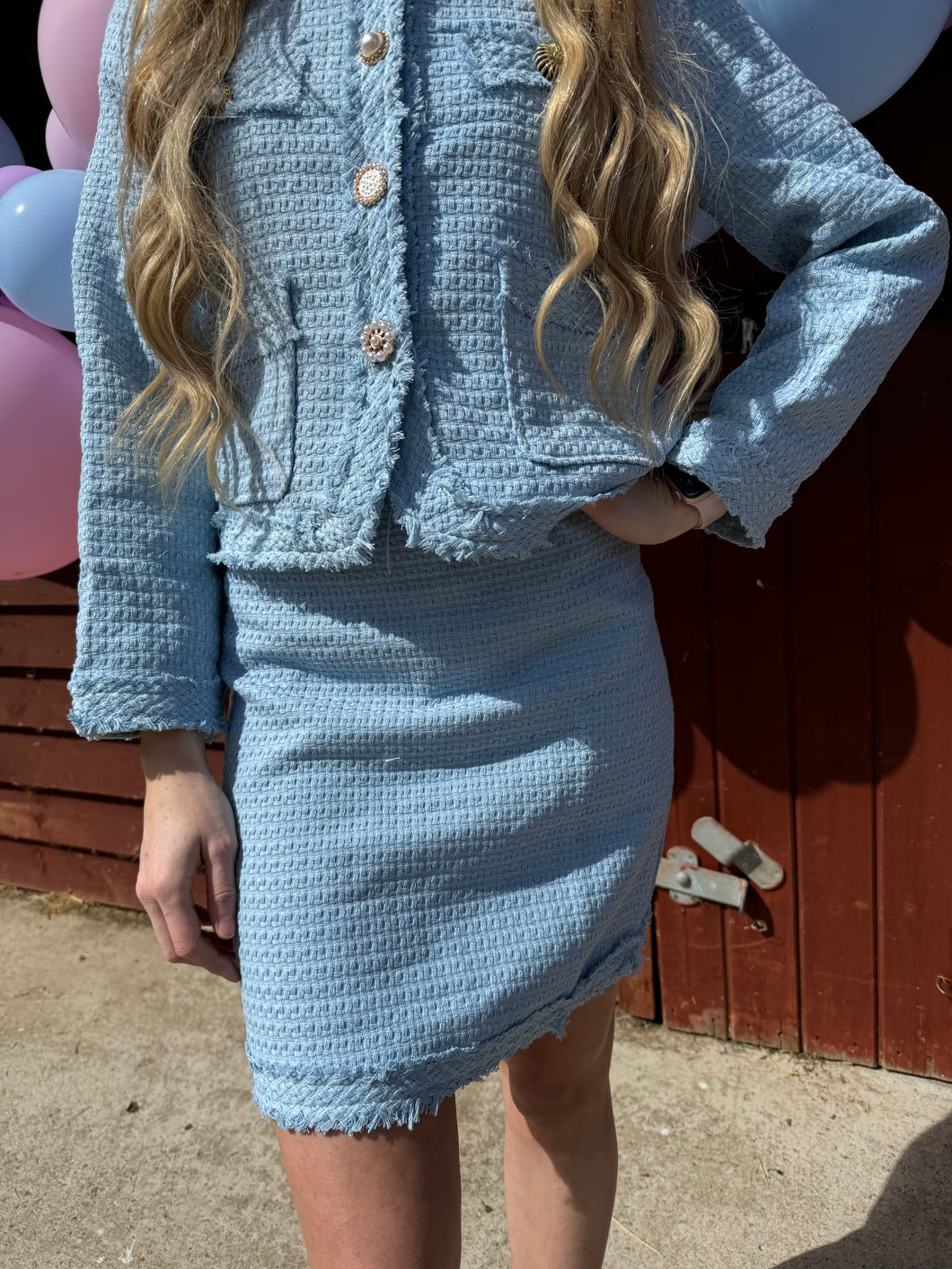 Baby Blue Tweed Skirt