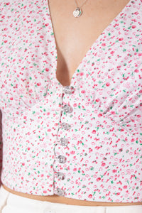 Pink Ditsy Blossom Crop Top