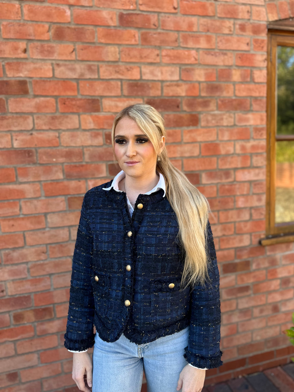 Navy & Gold Sparkle Tweed Jacket
