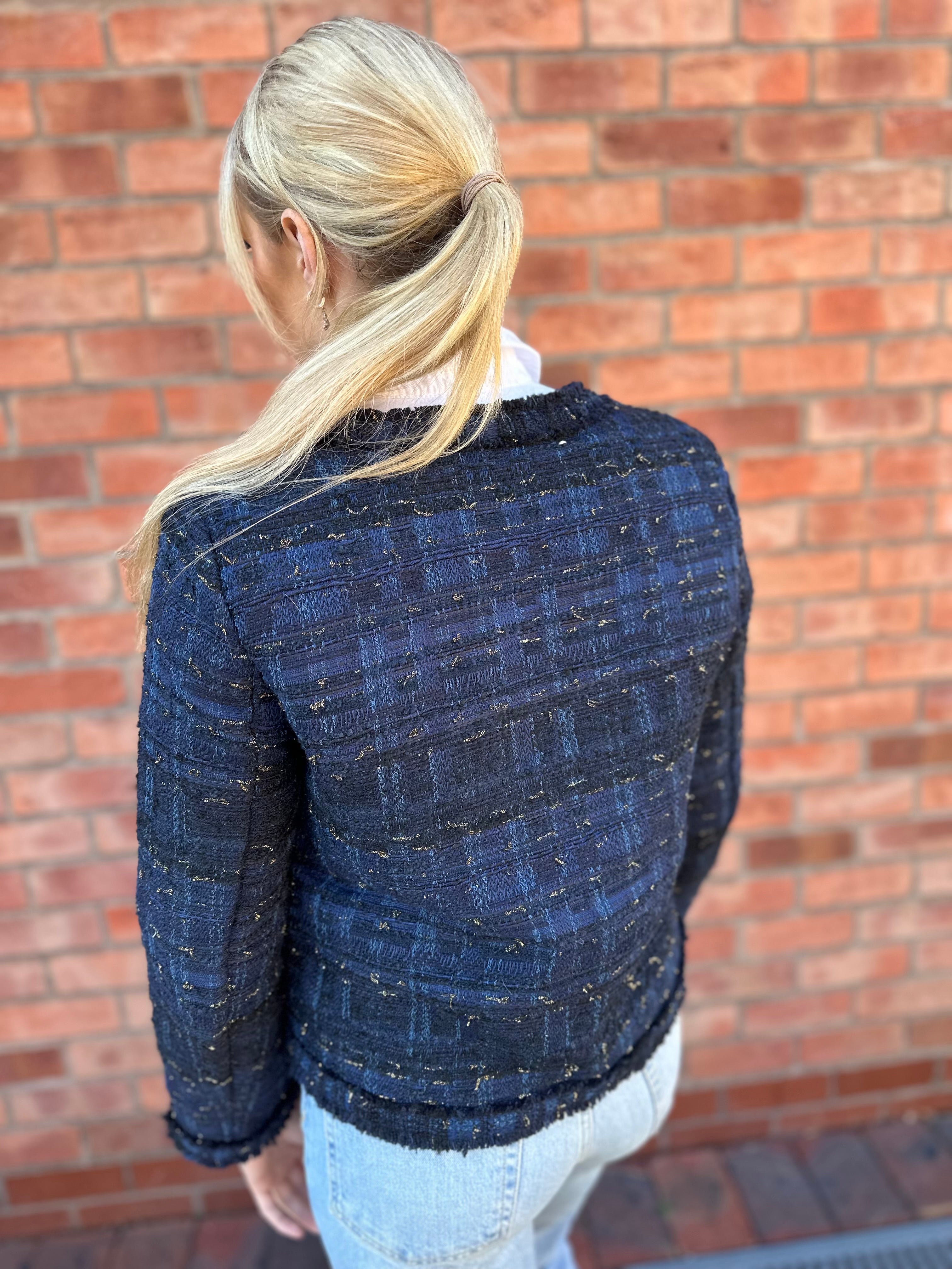 Navy & Gold Sparkle Tweed Jacket